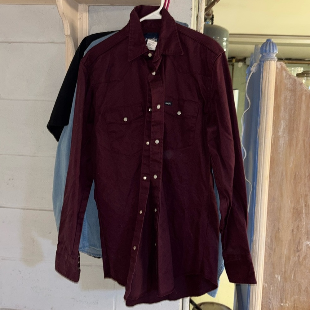 Heavy Burgundy Wrangler Pearl Snap